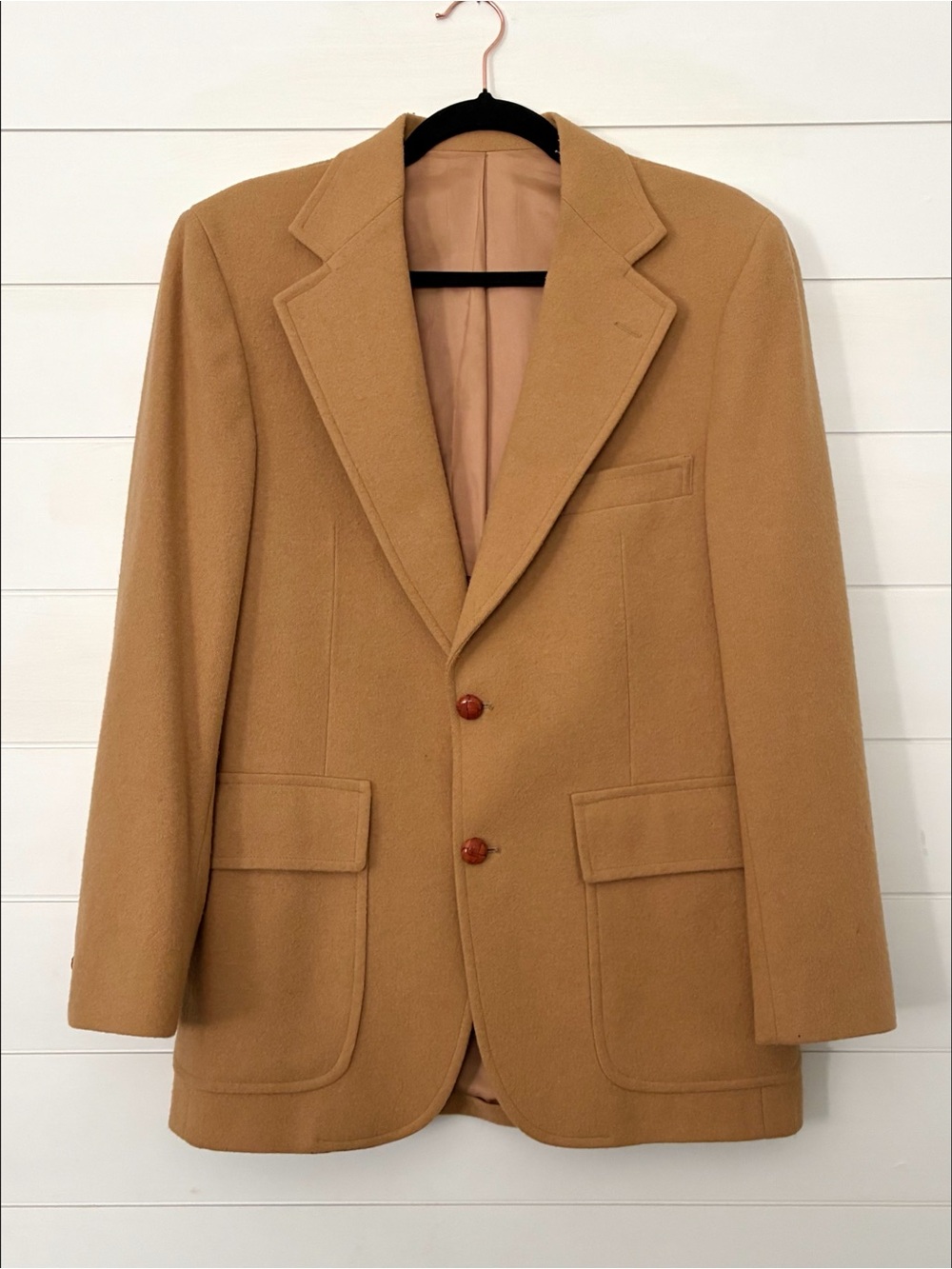 Vintage 70s Camel Hair Wool Sports Jacket | Single Breasted Blazer